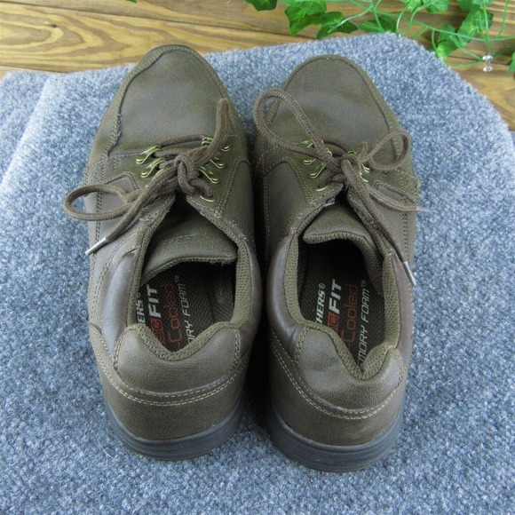 SKECHERS Classic Fit Men Sneaker Shoes Brown Lace‎ Up Size 8.5 Medium - Picture 6 of 10